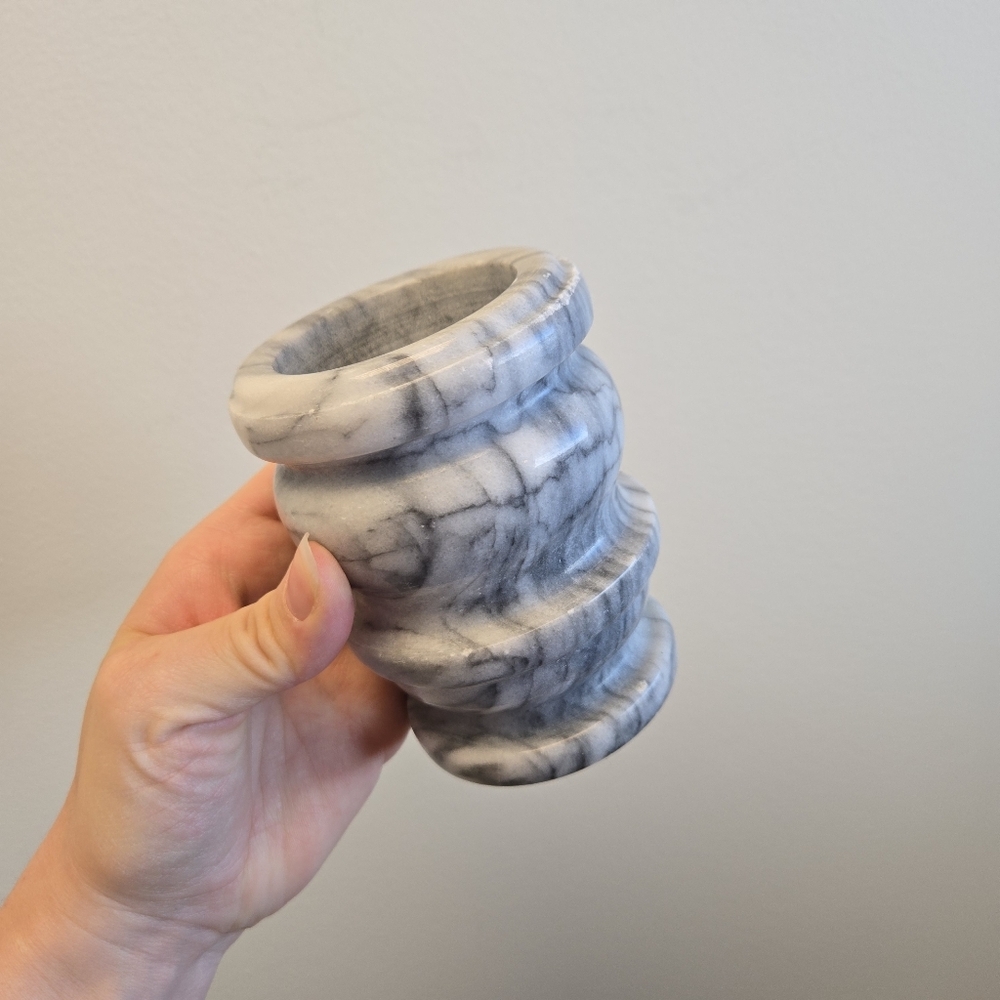 Marble Pencil Holder Vase Gray White Decor